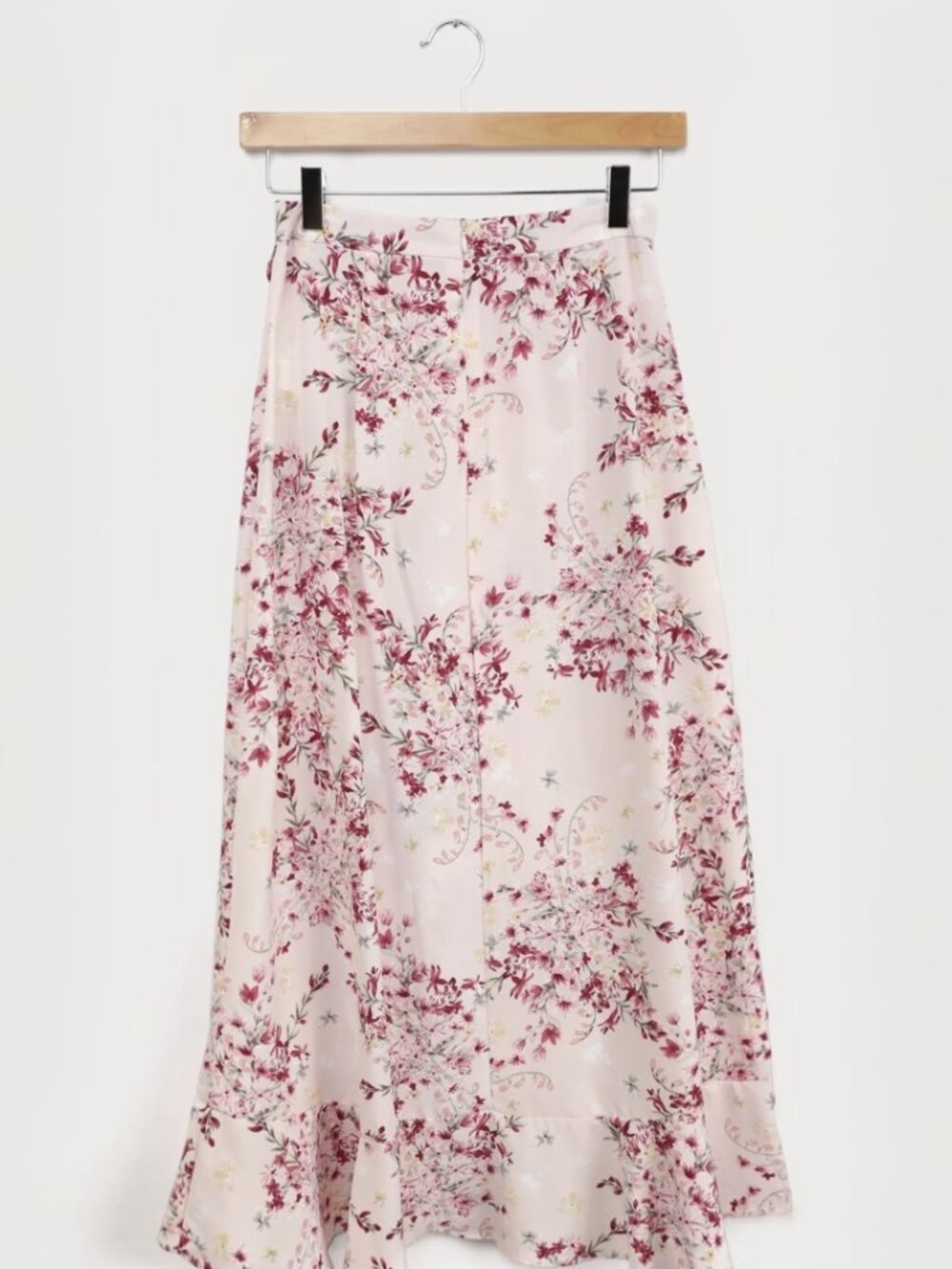 Lulus Romance is Blooming Blush Pink Floral Print Ruffled Midi Skirt NWT - Picture 5 of 10